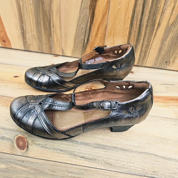 Rockport Cobb Hill Angelina T-Strap Mary Jane Pumps Bronze Leather - Picture 3 of 7